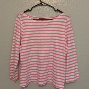 J. Crew Pink and White Stripped Long Sleeved T Shirt (M) Medium